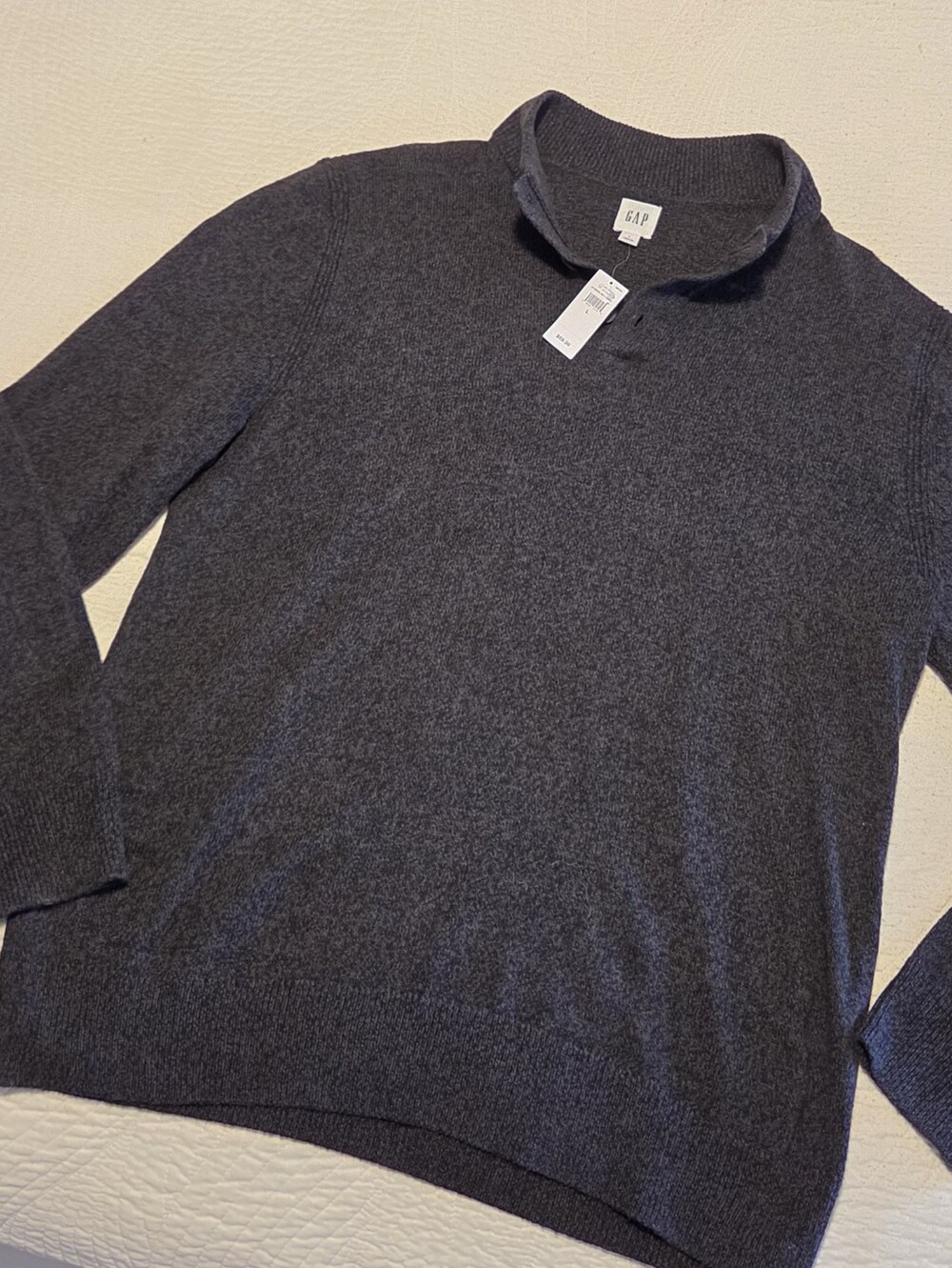 NWT GAP Men's Button-Front Mock Neck Knit Sweater, Size Large